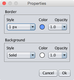 The properties dialog for shapes