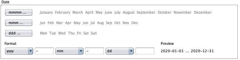 The initial date format settings