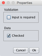 The checkbox component properties dialog