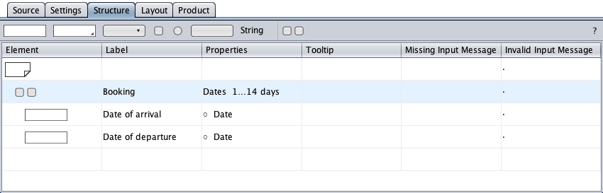 A dates group using date text fields