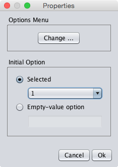 The properties dialog of the custom select component