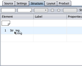 Dragging and dropping a string component on the string container symbol
