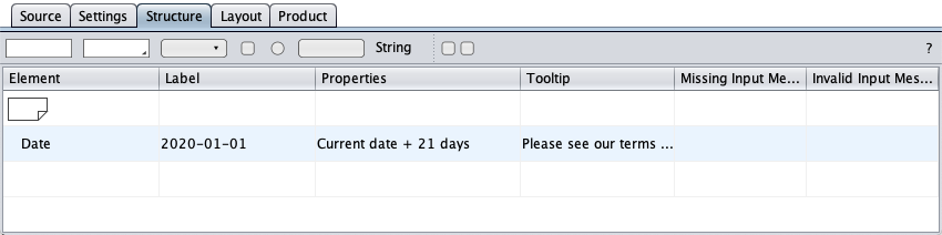 A sample for the date string component