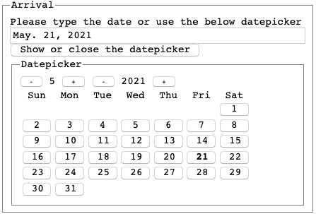 A HTML form accessible datepicker in US date format
