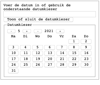 A HTML form Dutch accessible datepicker