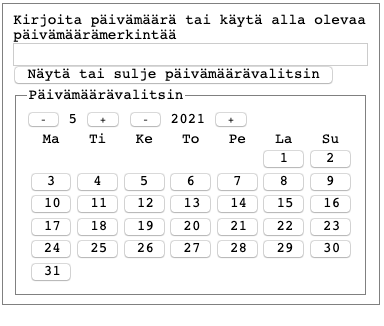 A HTML form Finnish accessible datepicker