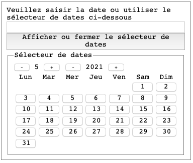 A HTML form French accessible datepicker