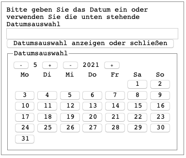 A HTML form German accessible datepicker