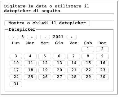 A HTML form Italian accessible datepicker