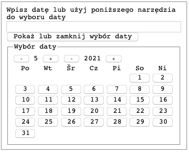 A HTML form Polish accessible datepicker