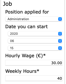 A snippet from the degraded job application form