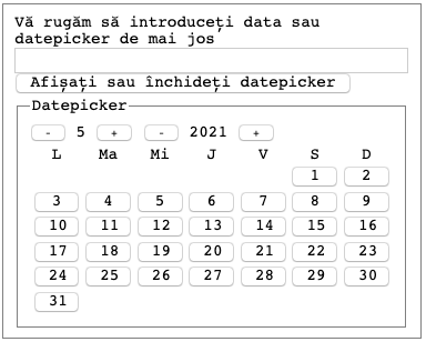A HTML form Romanian accessible datepicker