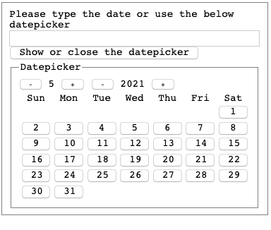 A HTML form US accessible datepicker