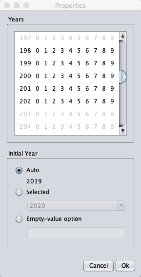 The default date-you-can-start years the user can select on the job application for