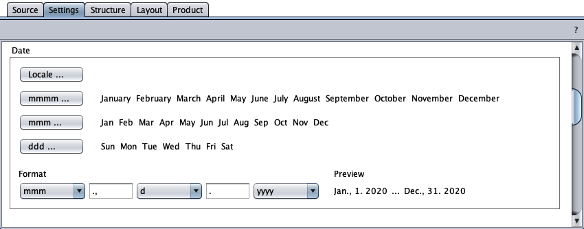 Setting the date format and localization for the event form sample