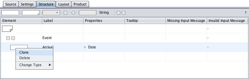 Cloning the date text field